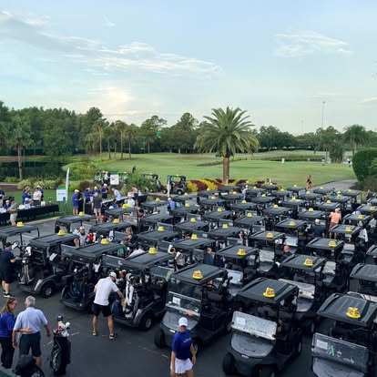 Golf carts ready for the 2026 Kids' Chance of Florida Golf Tournament